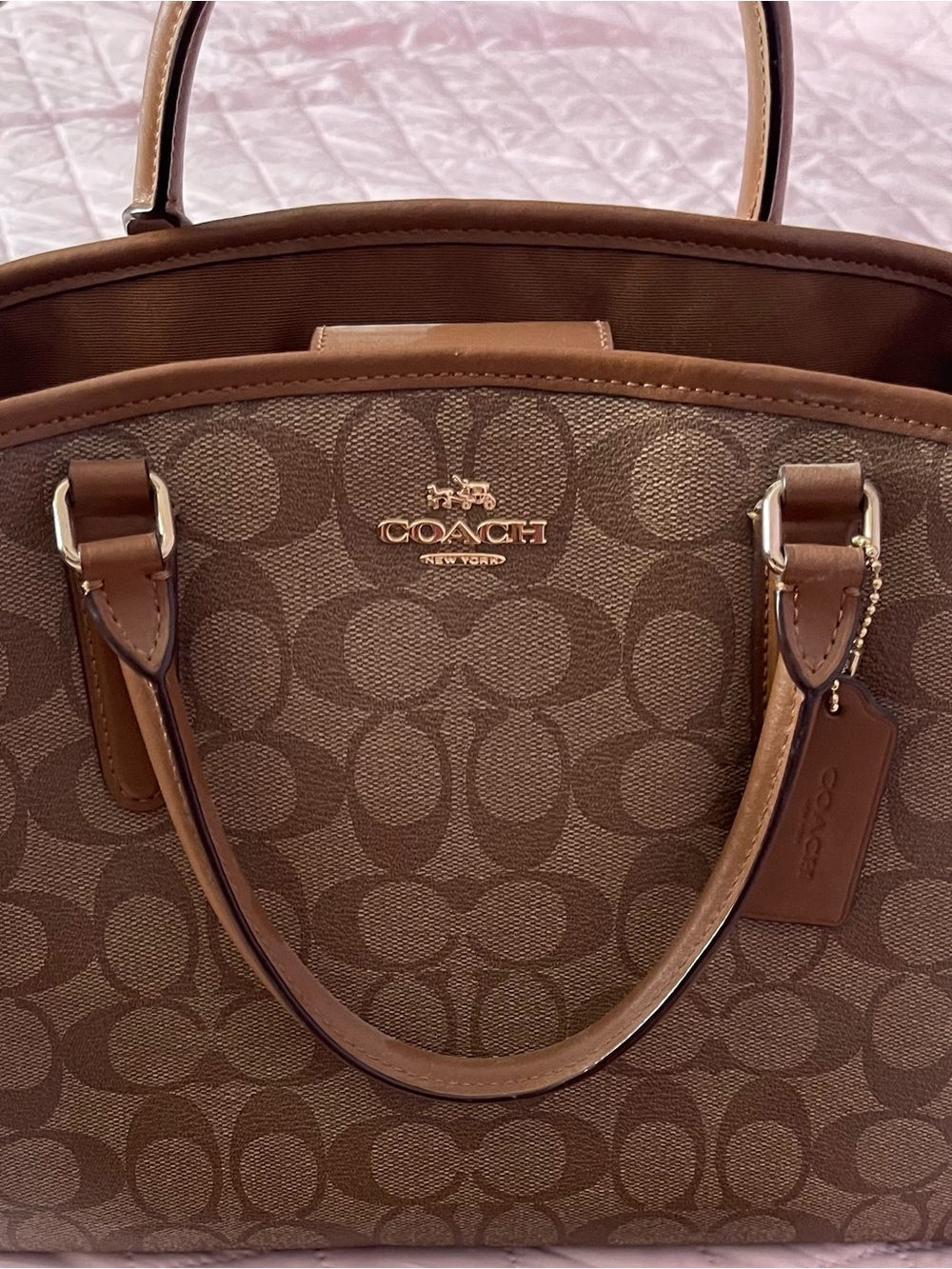 Coach Brown Signature Dome Satchel with Gold Logo
